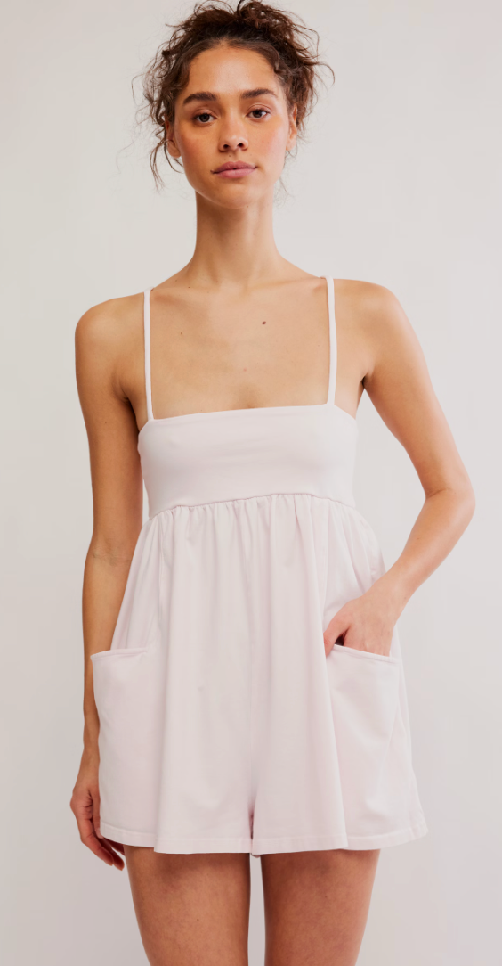 Free People Hot Shot Strappy Romper- Bloom