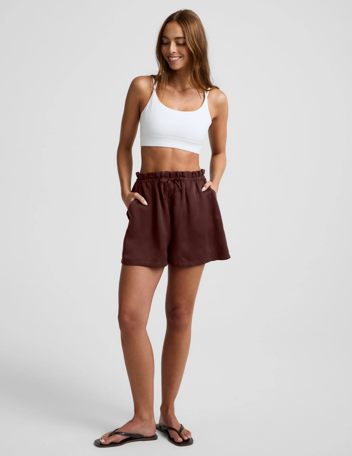 Beyond Yoga Sunkissed Cupro Drawstring Short- Iced Mocha