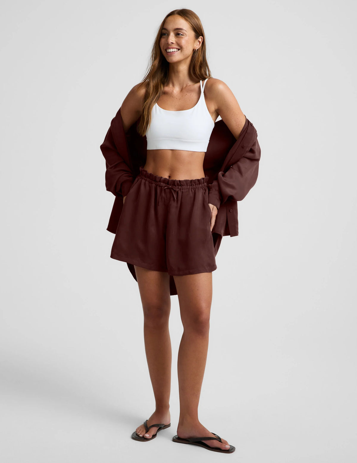 Beyond Yoga Sunkissed Cupro Drawstring Short- Iced Mocha