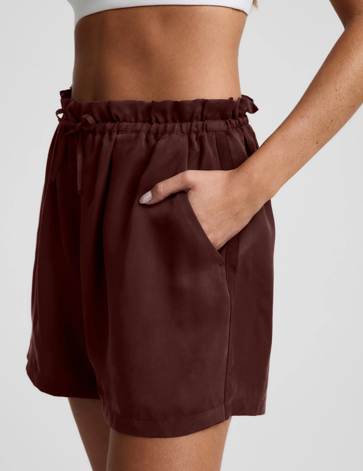 Beyond Yoga Sunkissed Cupro Drawstring Short- Iced Mocha