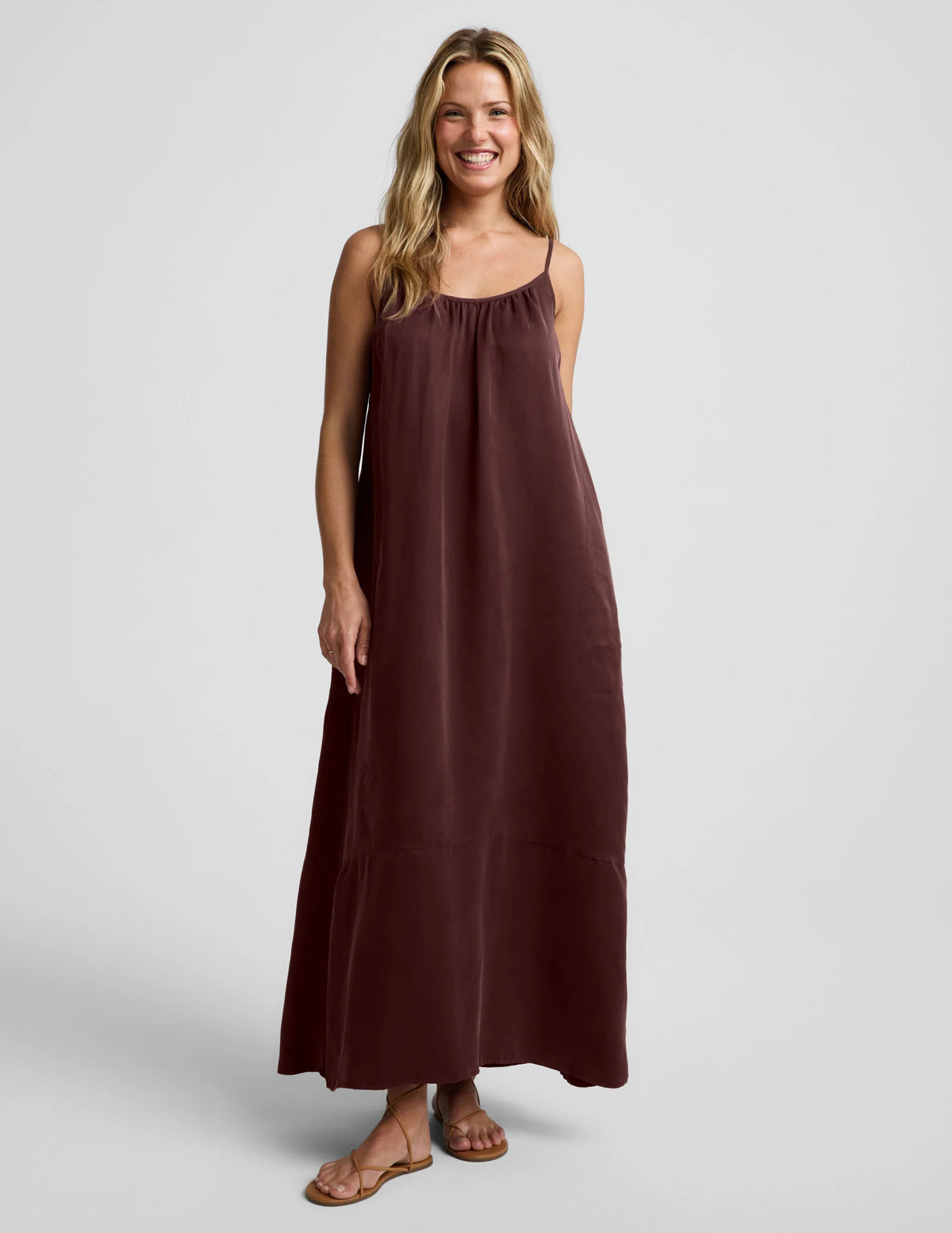 Beyond Yoga Sunkissed Cupro Maxi Dress- Iced Mocha