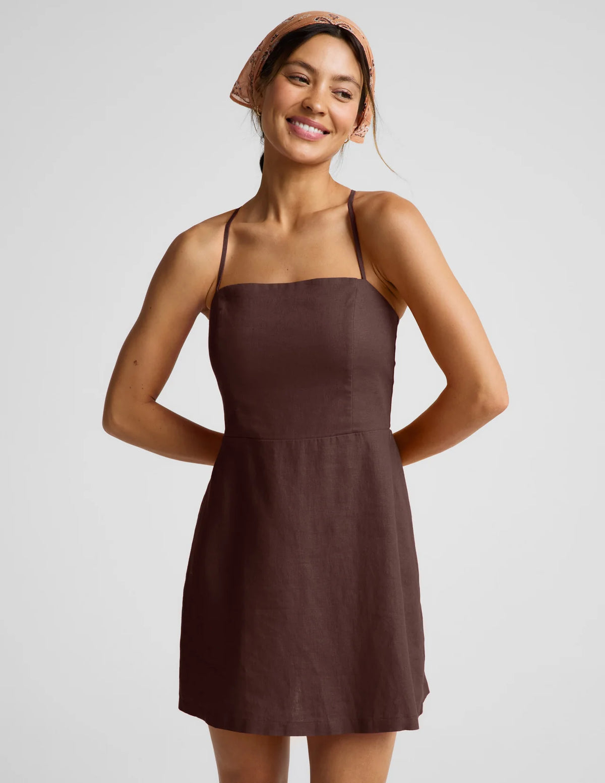 Beyond Yoga SoftWash Linen Seaside Mini Dress- Iced Mocha