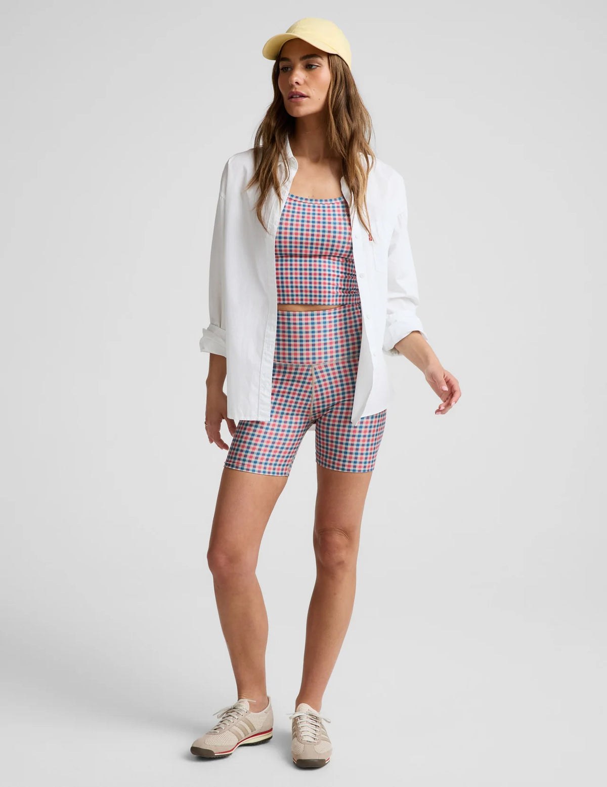 Beyond Yoga SoftMark Slim Racerback High Cropped Tank- Sunwashed Gingham