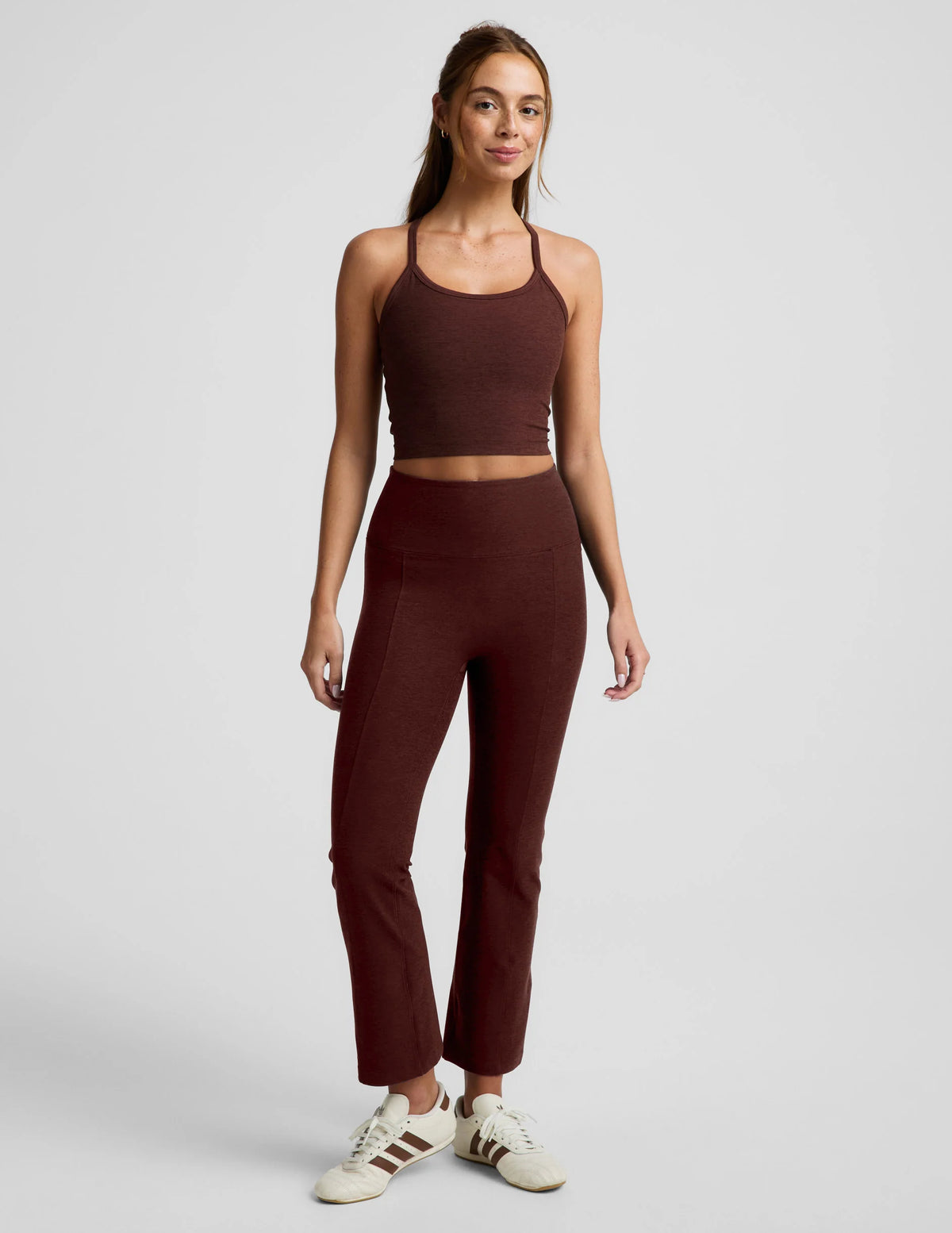 Beyond Yoga Spacedye Slim Racerback Cropped Tank- Iced Mocha Heather