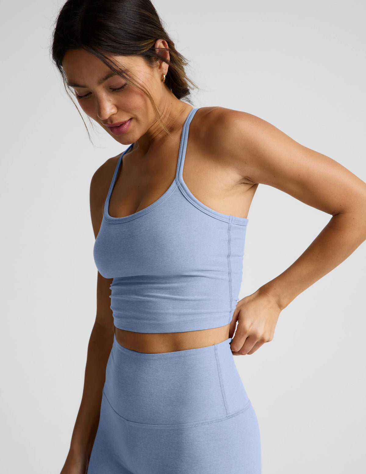 Beyond Yoga Spacedye Slim Racerback Cropped Tank- Pastel Periwinkle Heather