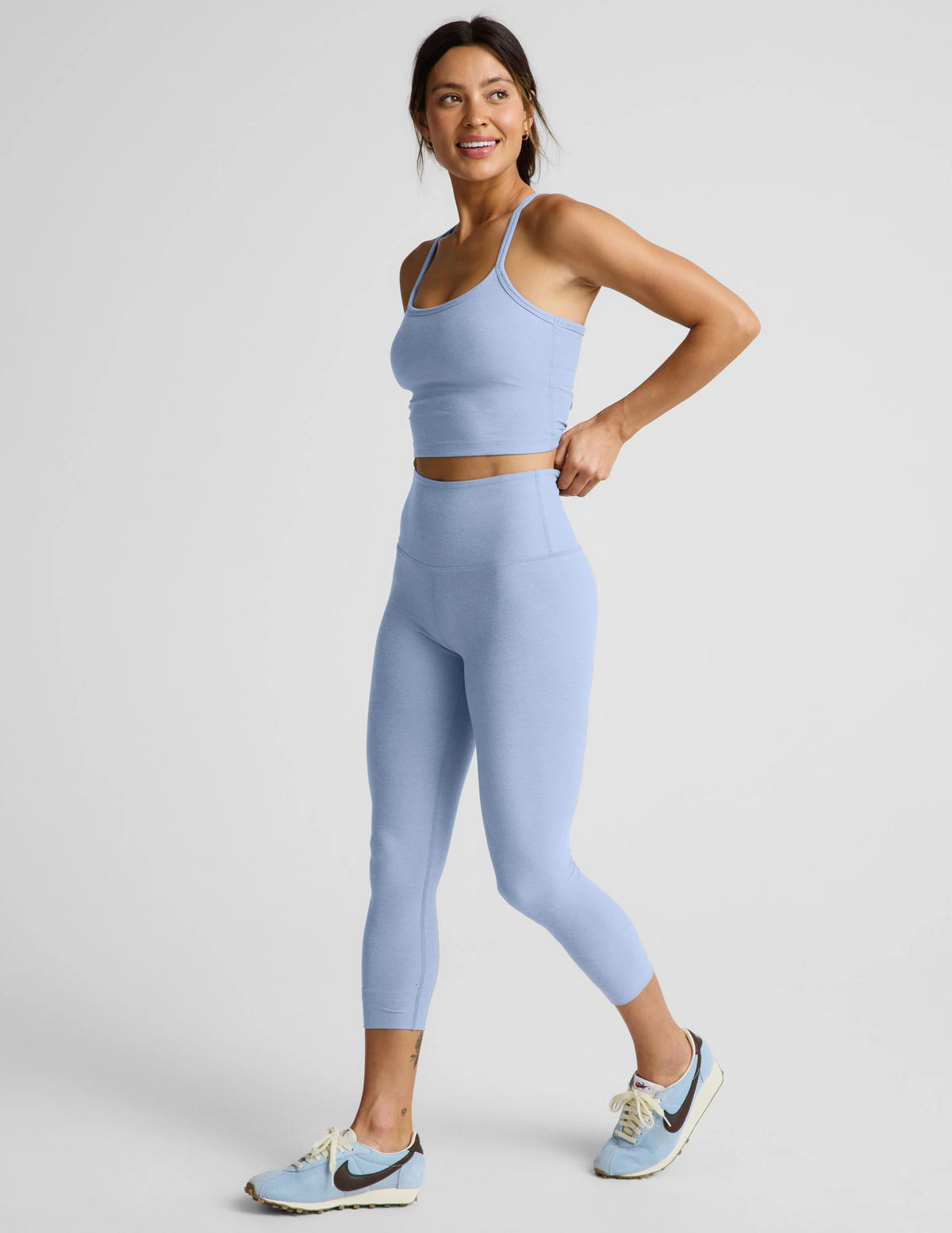 Beyond Yoga Spacedye Slim Racerback Cropped Tank- Pastel Periwinkle Heather