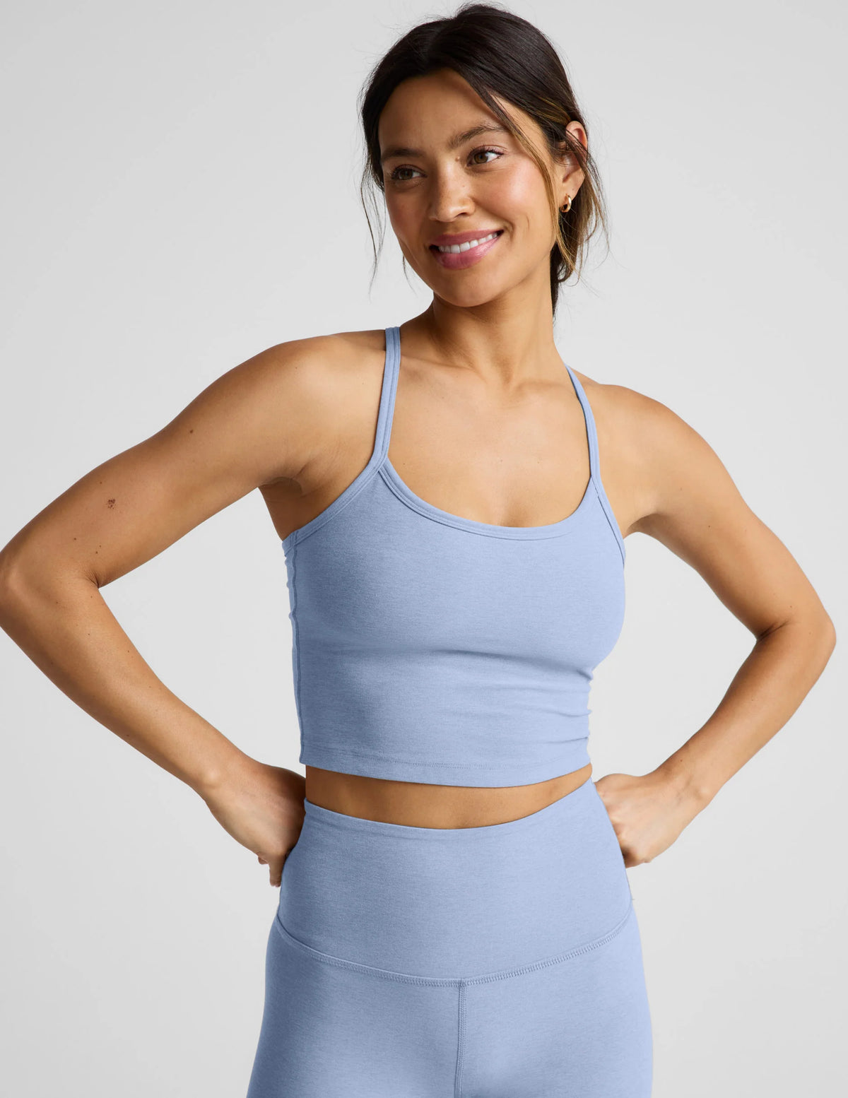 Beyond Yoga Spacedye Slim Racerback Cropped Tank- Pastel Periwinkle Heather