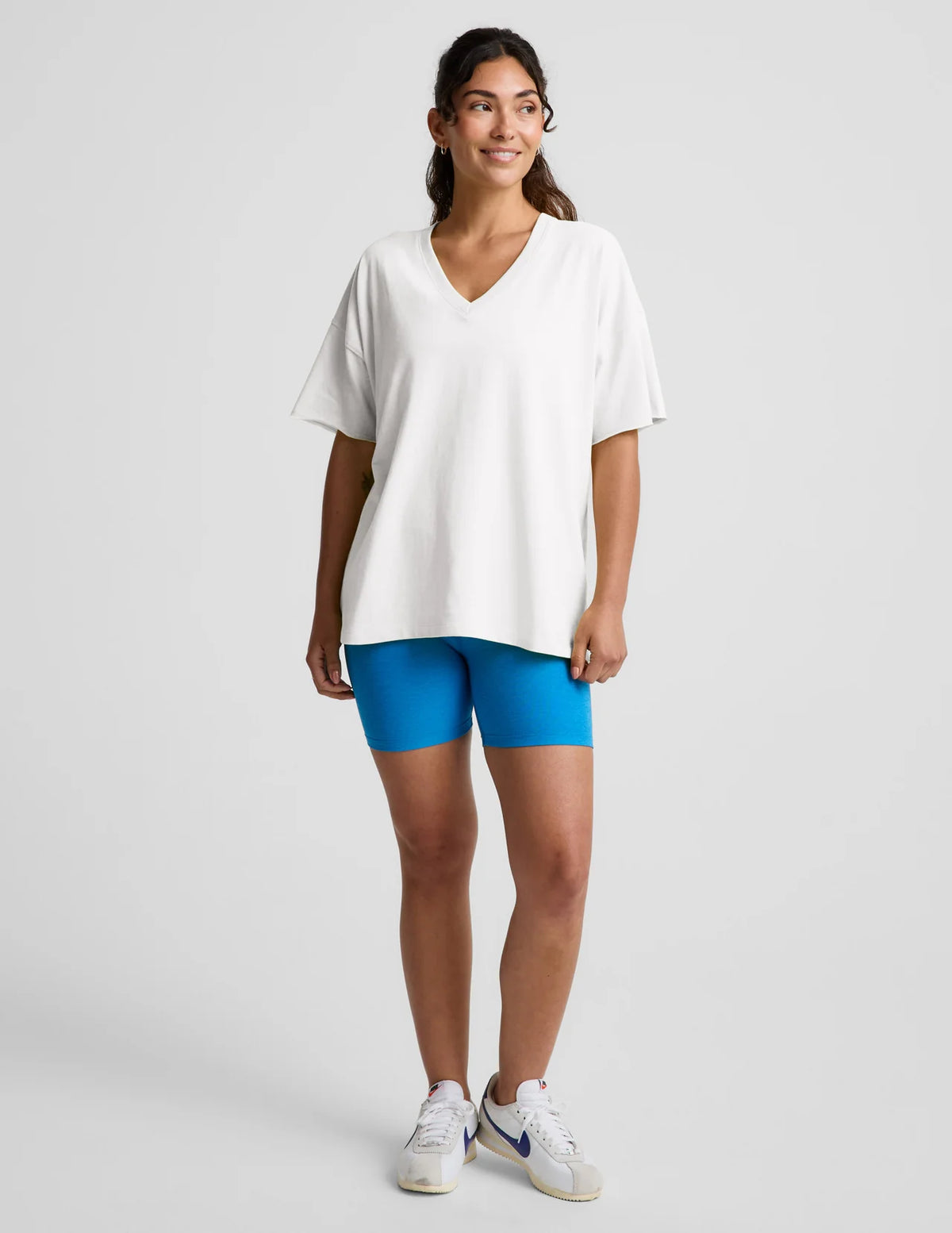 Beyond Yoga SoftKnit Better Than Ever Oversized V-Neck Cotton Tee- Crisp White