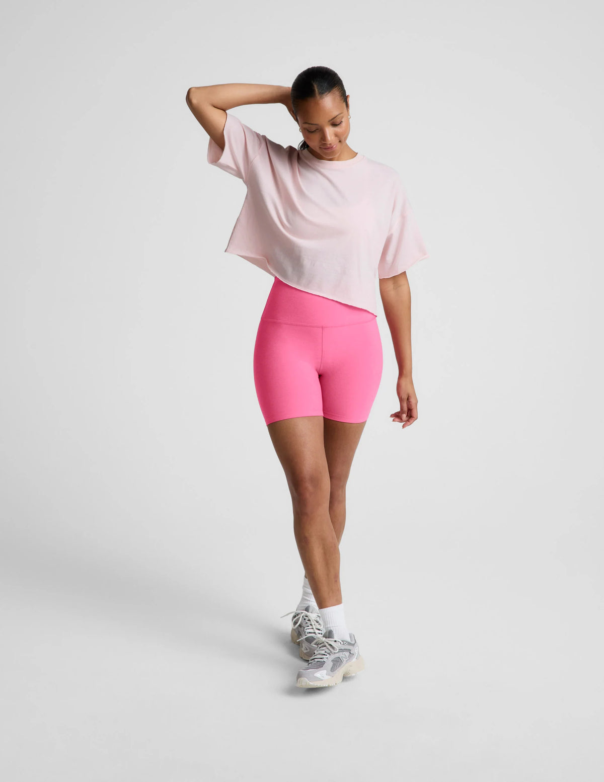 Beyond Yoga Studio Luxe Cropped Tee - Pink Petal