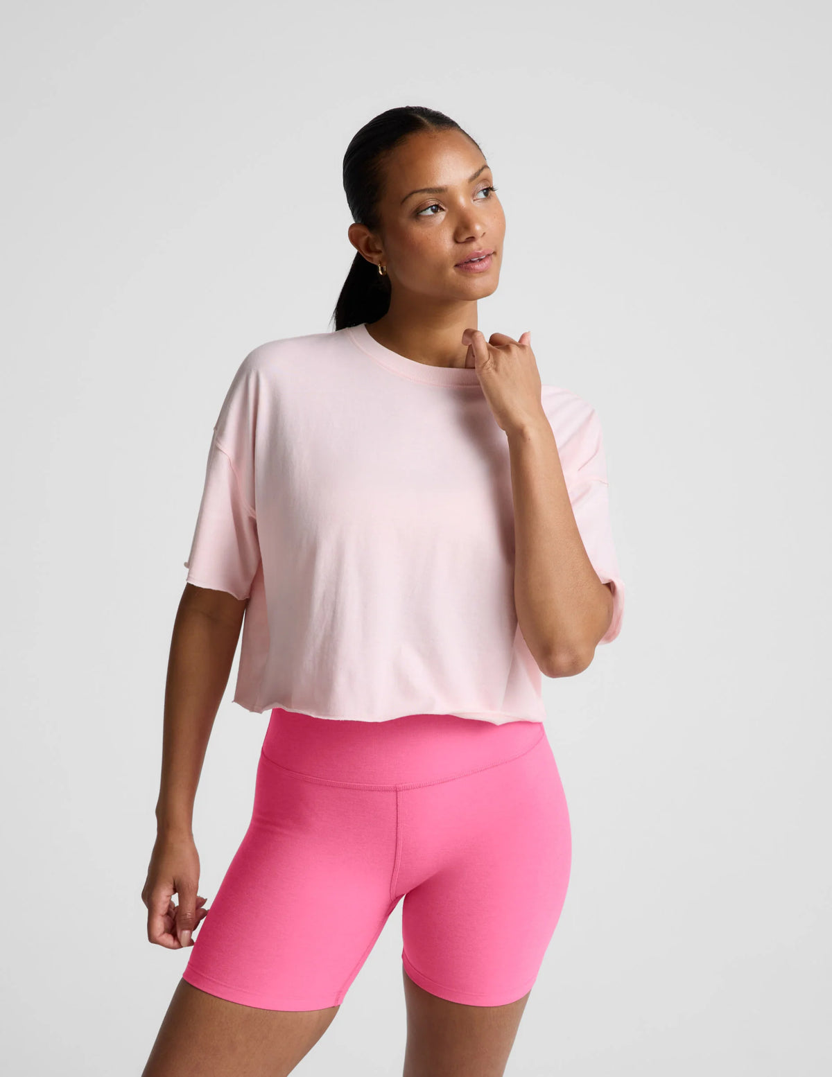 Beyond Yoga Studio Luxe Cropped Tee - Pink Petal