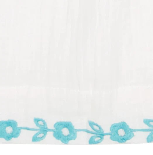 Mer St. Barth Mini Sandrine Womens Dress- Aqua Floral Embroidery