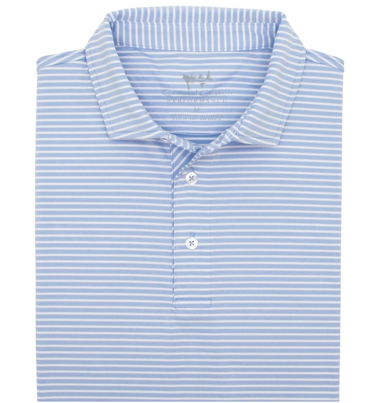 Coastal Cotton Performance Wide Polo - Cloud Blue Stripe