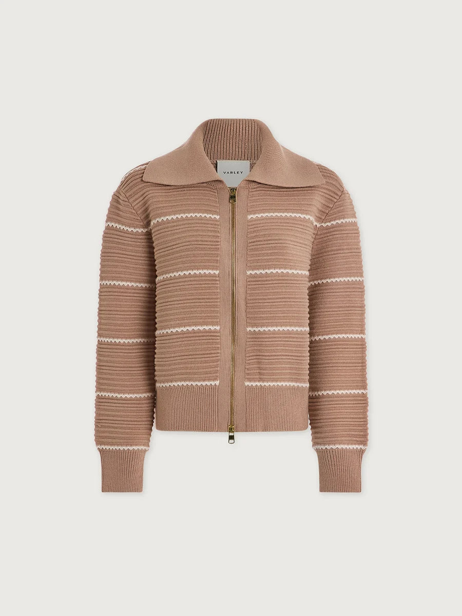 Varley Melwen Zip-Through Knit Jacket- Soft Taupe