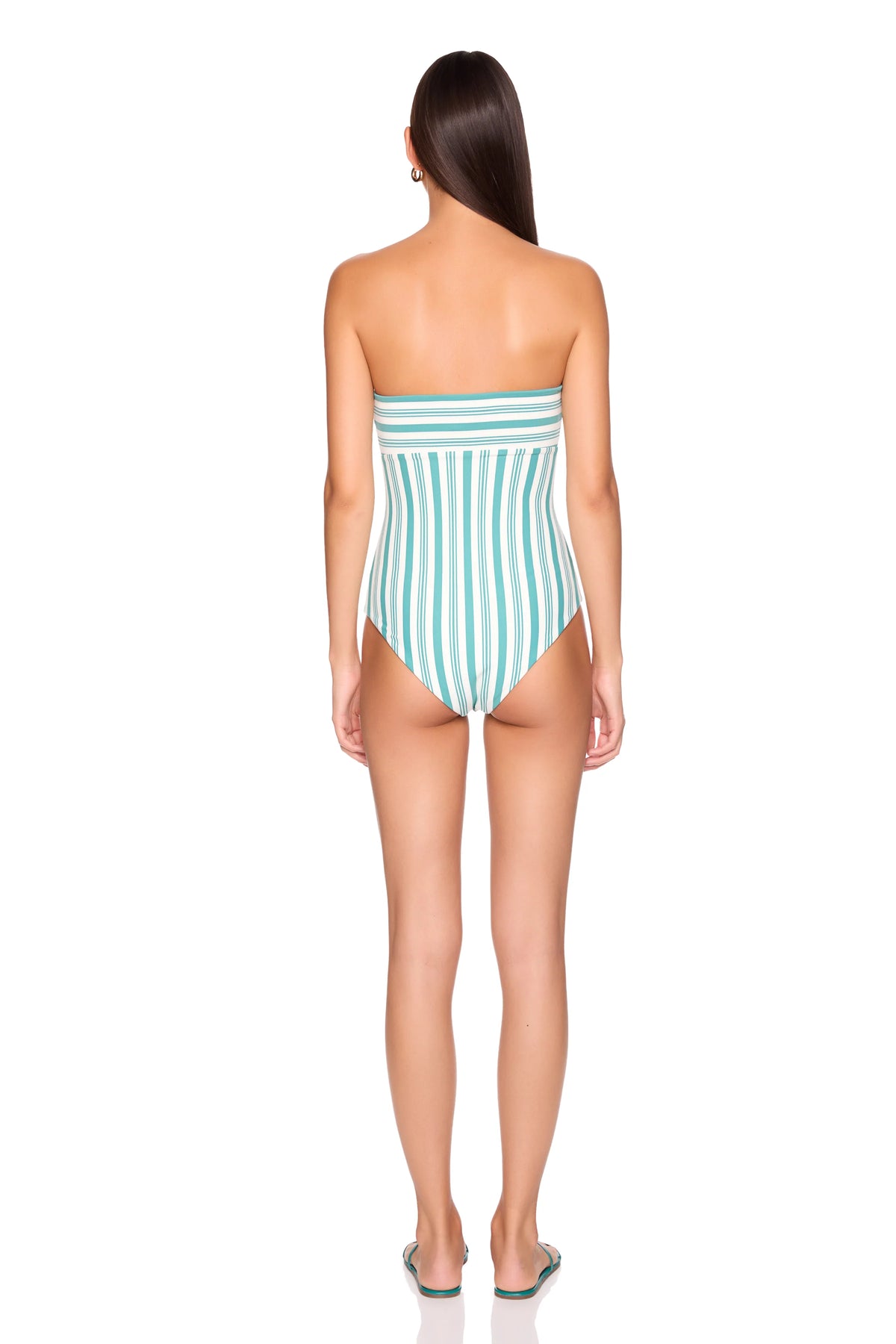 Susana Monaco Swim Stripe V Wire One Piece - Fern Stripe