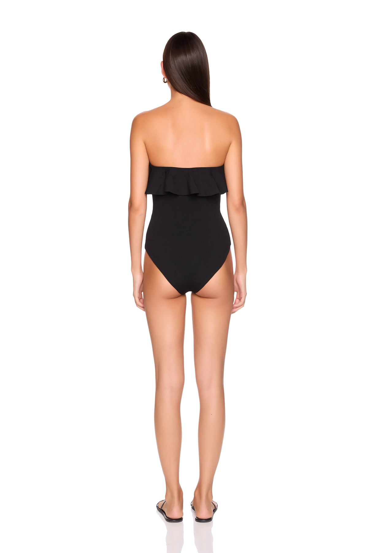 Susana Monaco Swim Ruffle V Wire One Piece - Black