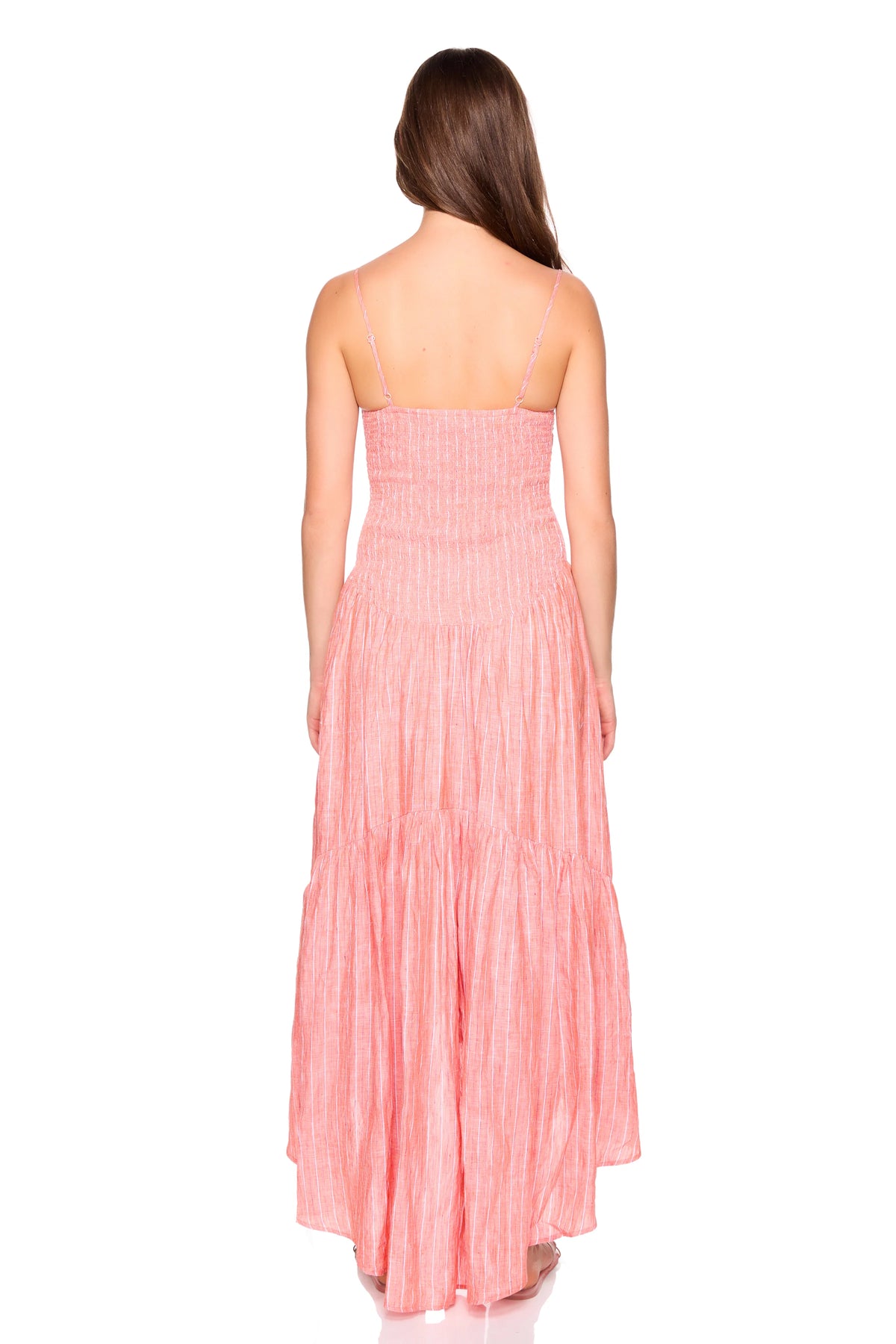 Susana Monaco stripe linen string high low dress- Extra