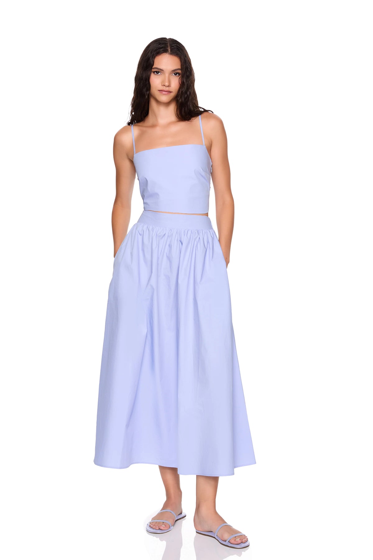 Susana Monaco Poplin Smocking Back String Top - Frosty