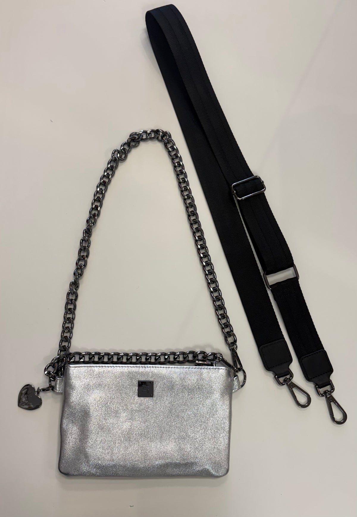 Think Royln Fame Bag - Silver Metallic Leather