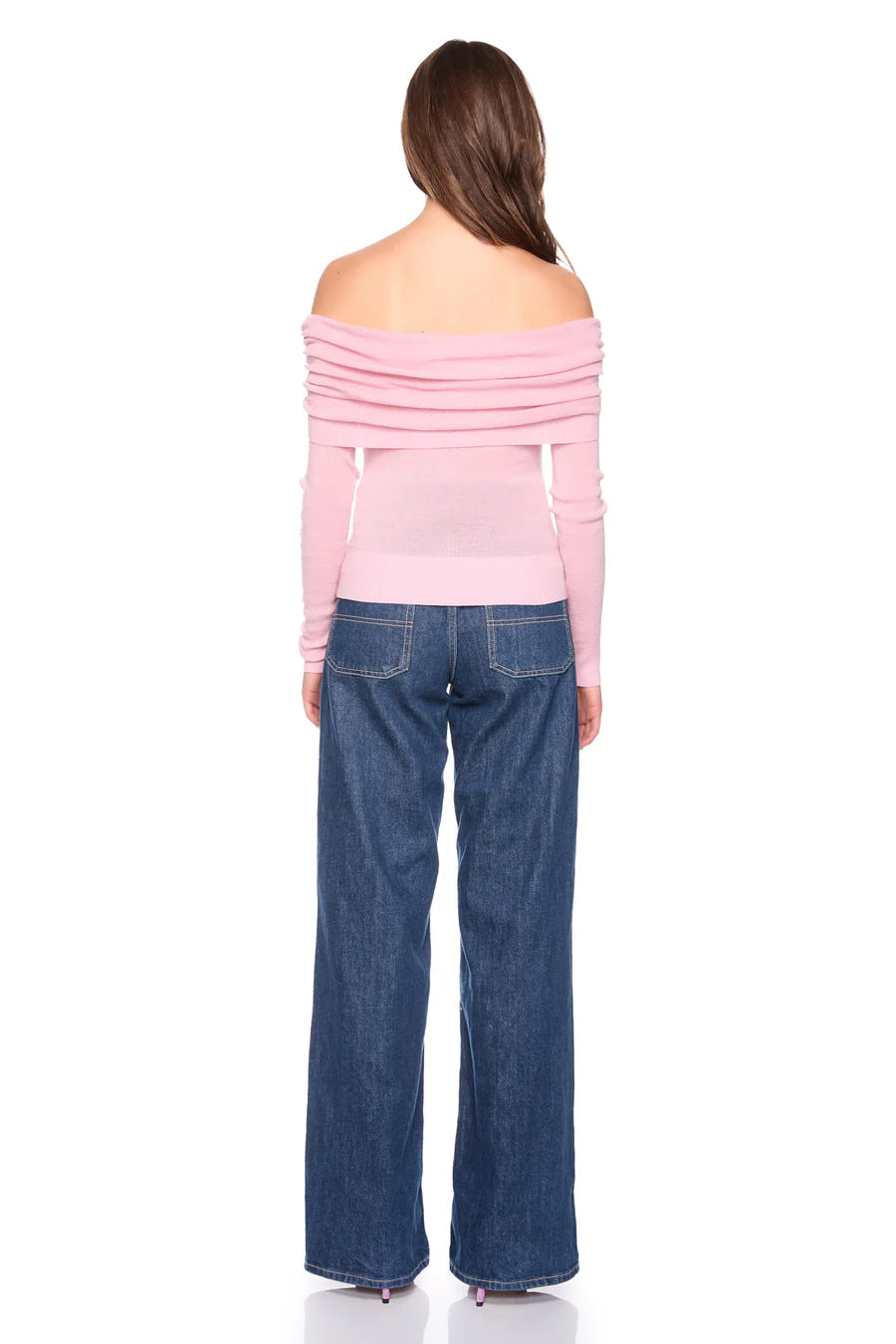 Susana Monaco Light Merino Off Shoulder Sweater - Powder Pink