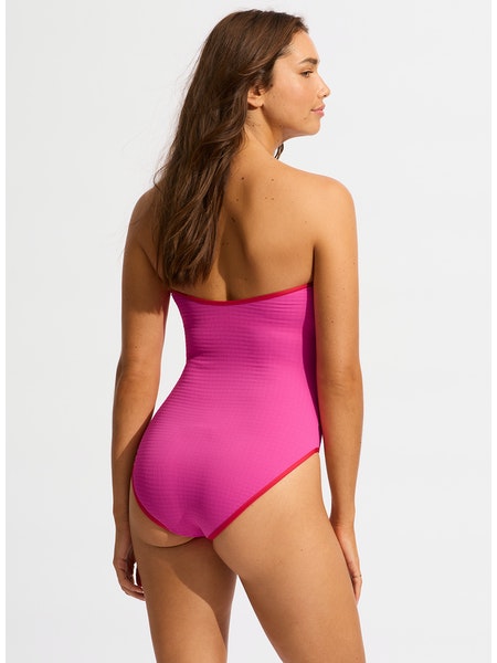 Seafolly Ring Front Bandeau One Piece - Hot Pink