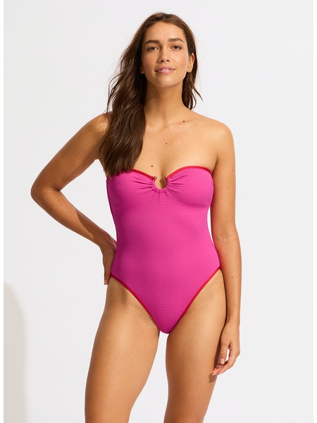 Seafolly Ring Front Bandeau One Piece - Hot Pink