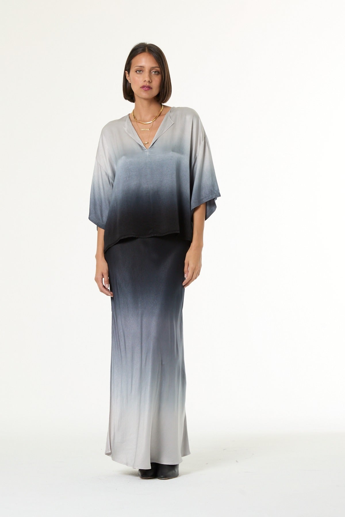 Young Fabulous & Broke Rina Kimono Tee - Silver Black Ombre