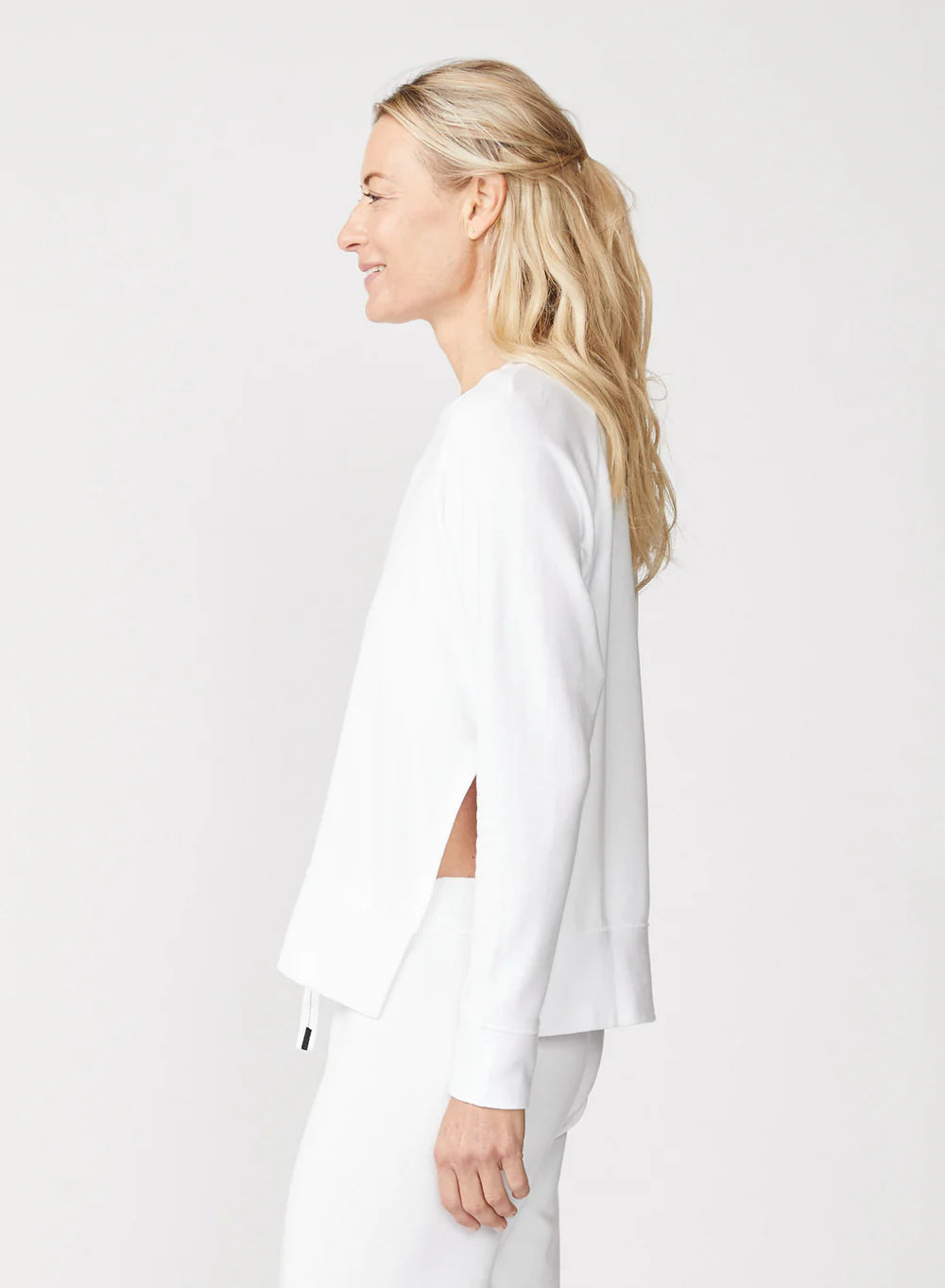 Stateside Softest Fleece Raglan Side Slit Sweatshirt - White