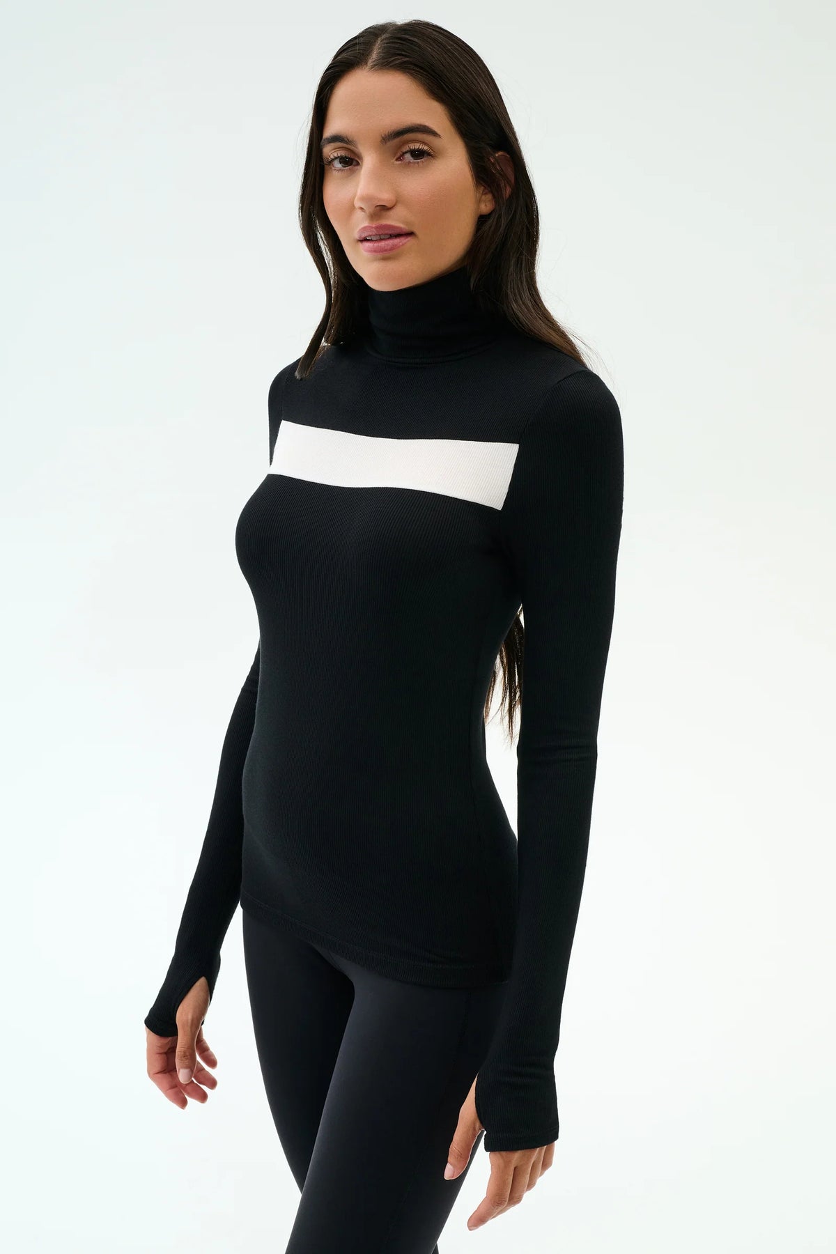 Splits 59 Lennon Rib Turtleneck - Black/White