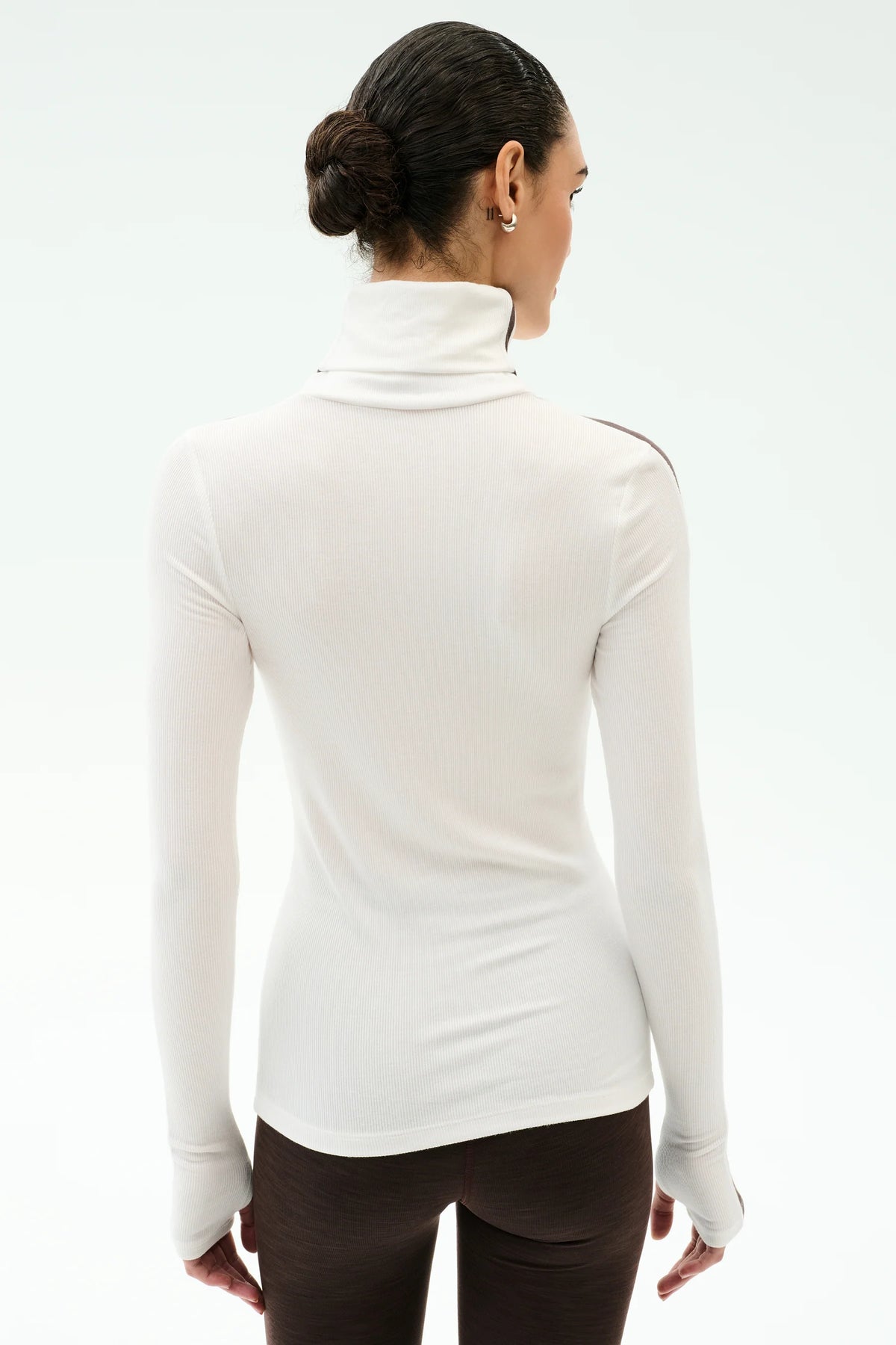 Splits 59 Jackson Rib Full Length Turtleneck - White/Dark Chocolate