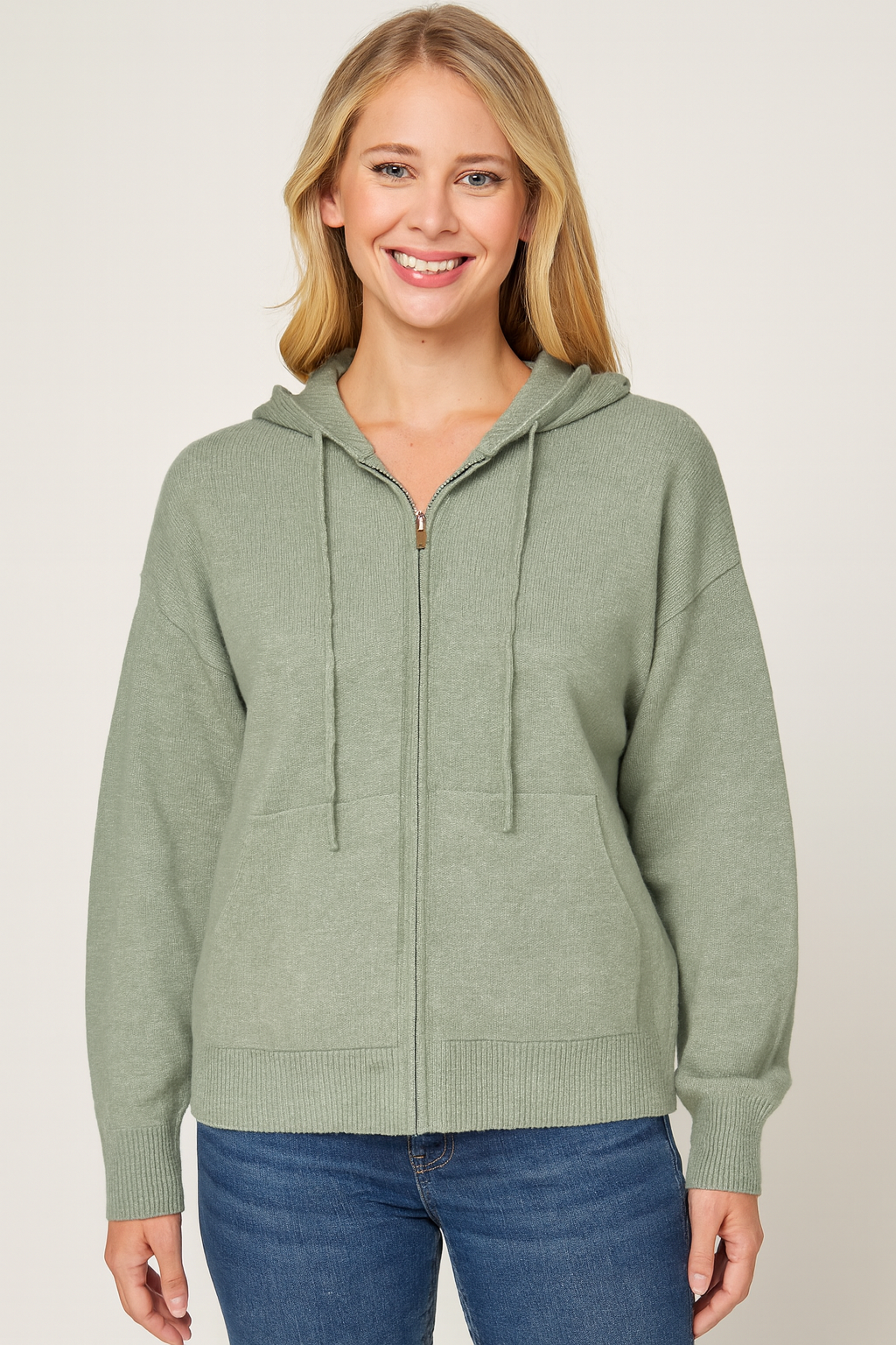 KLd. Signature Zip Up Hoodie - Light Green