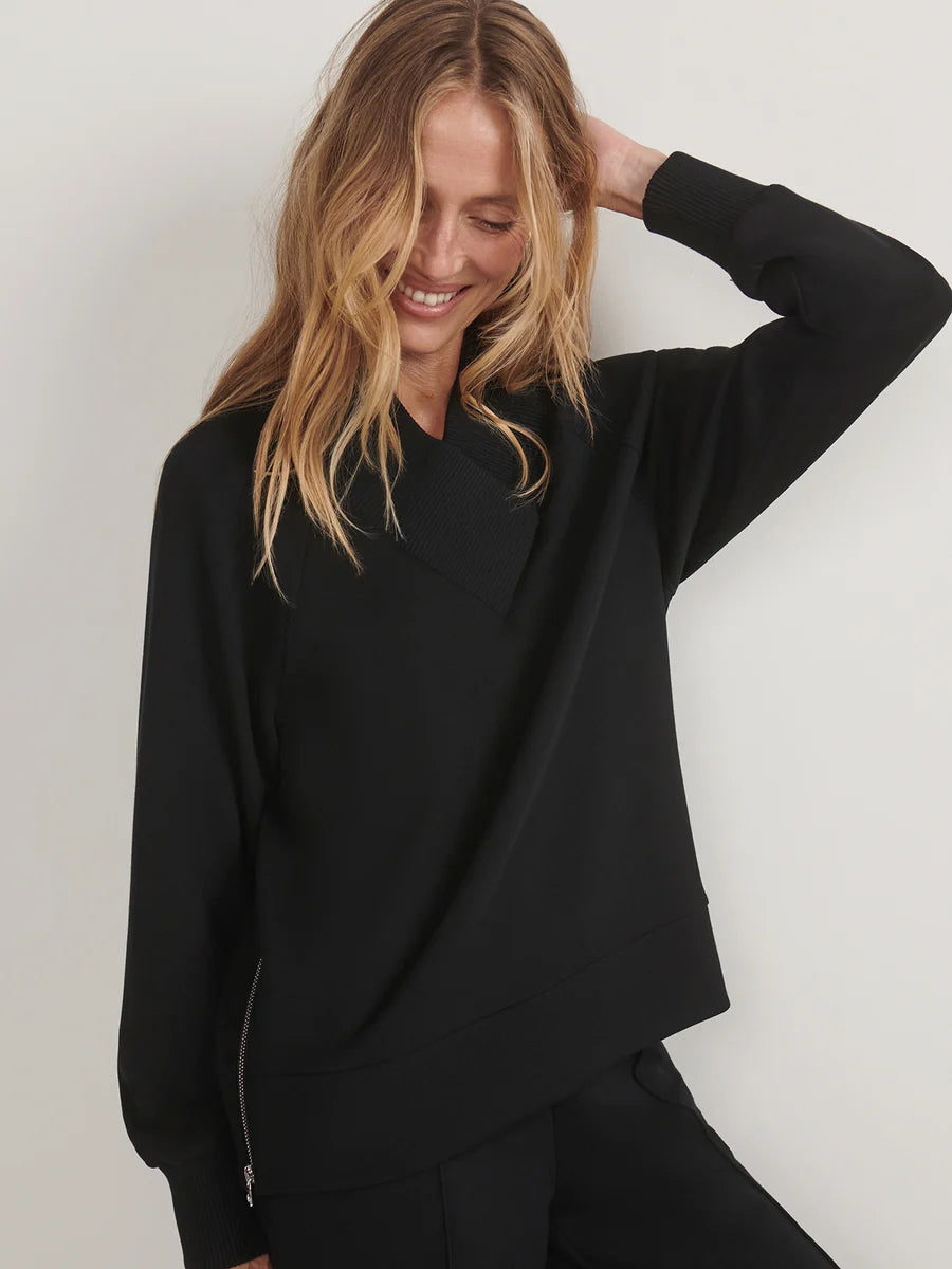 Varley Macie Zip-Hem Sweater- Black