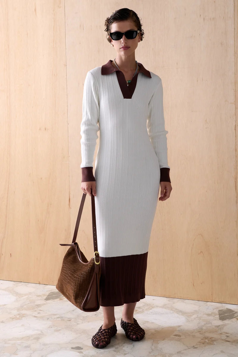 Sancia The Yana Knit Dress- Latte Trim