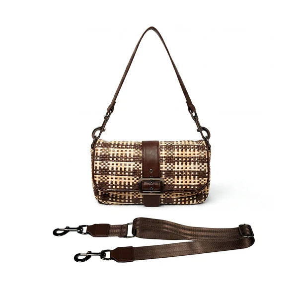 Think Royln Socialite - Espresso/Dune Perforated Raffia