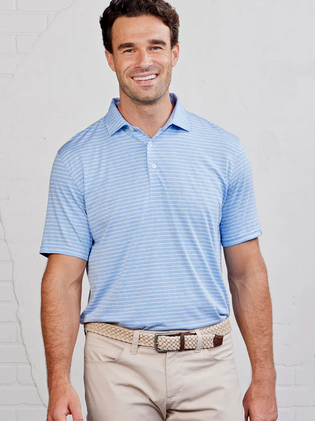 Tasc Cloud Polo - Air Stripe - Polar Heather/White