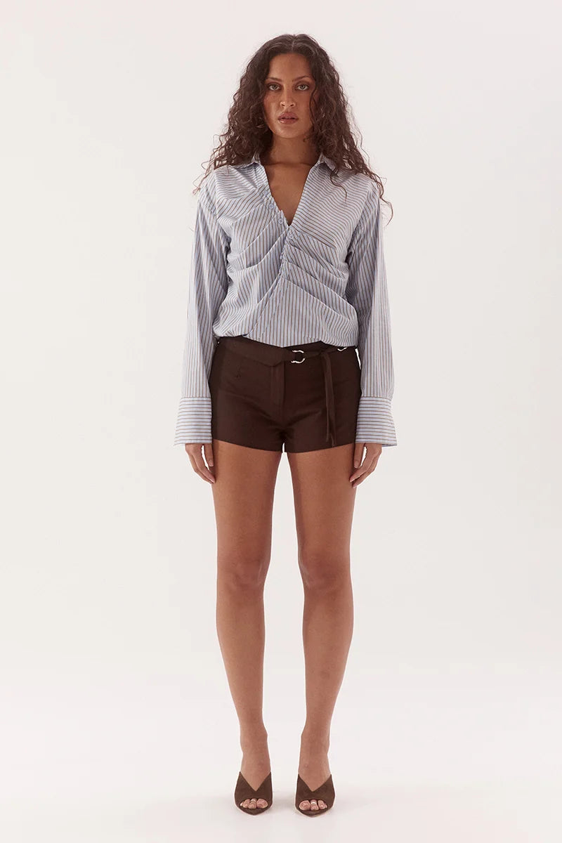 Sovere Asun Shirt- Blue/ Brown
