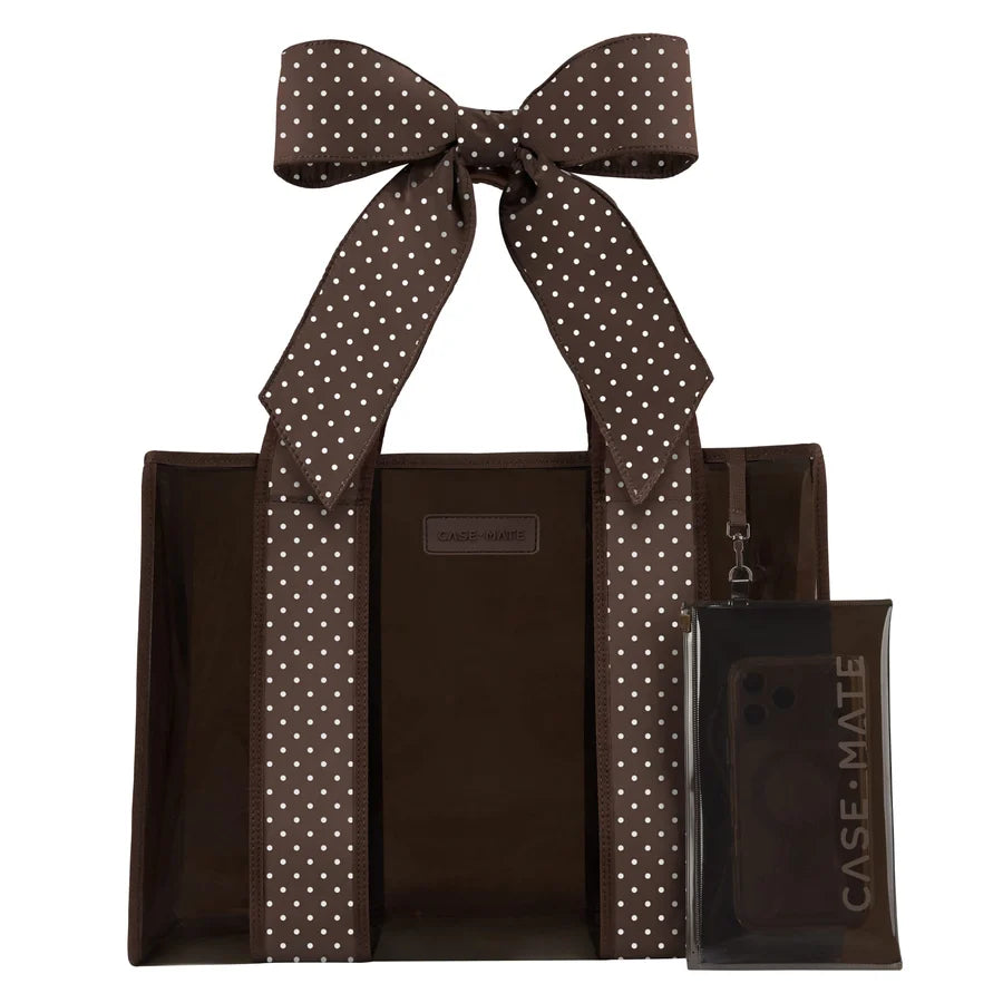 CASE MATE Jelly Tote with Phone Pouch- Espresso Polka Dot Bow