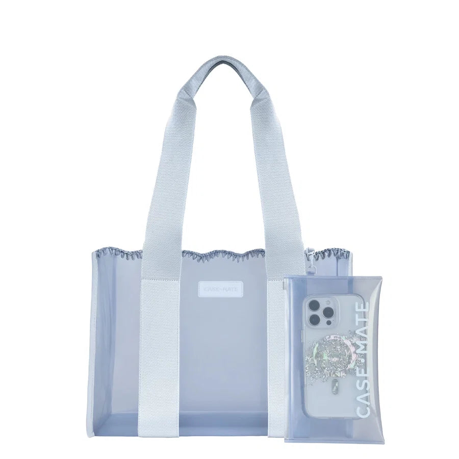 CASE MATE Jelly Tote Bag- Medium- Carolina Blue Crochet Wave