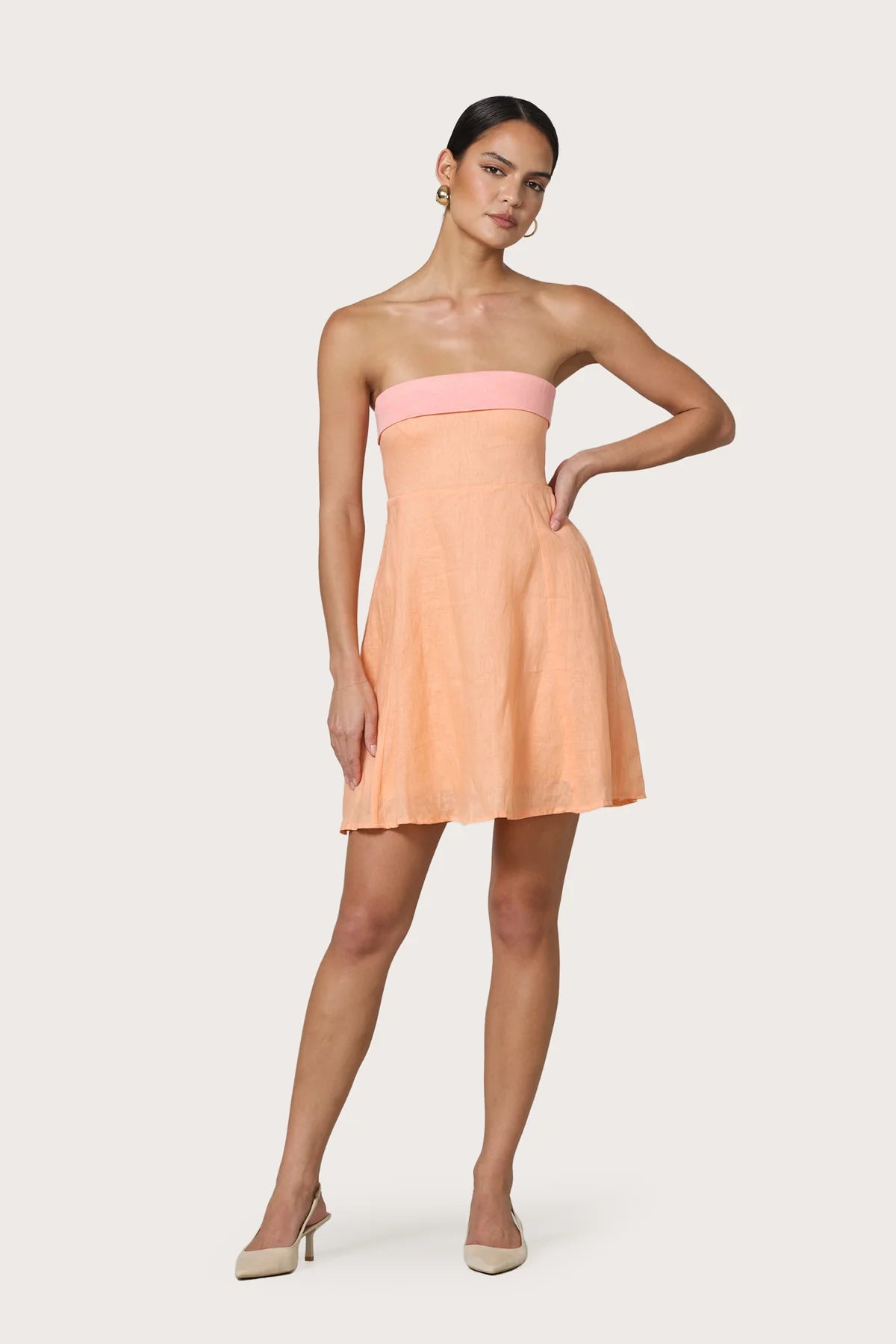 Lusana Alora Mini Linen Dress - Sorbet