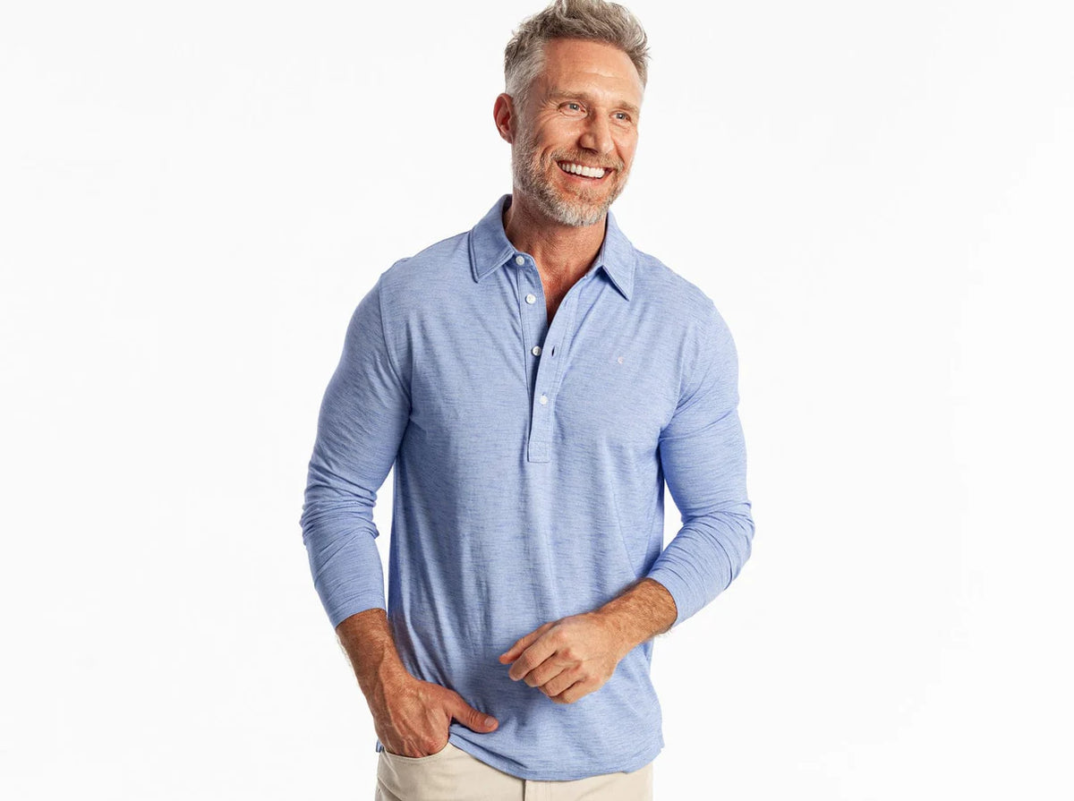 Criquet brrr Long Sleeve Range Polo - Lapis Blue