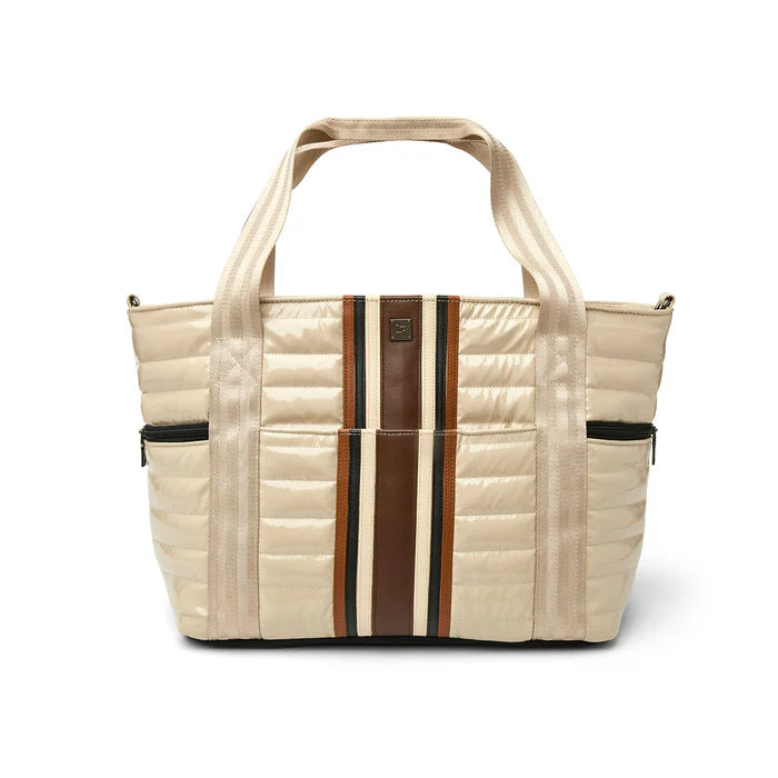 Think Royln Jetset Wingman Tote - Blonde Patent and Colorblock Luxe Stripe