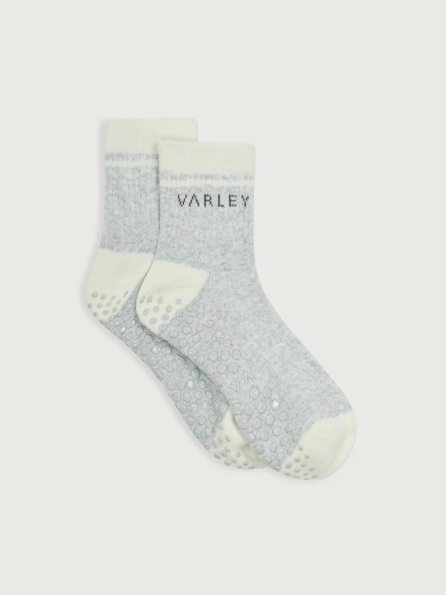 Varley Grayson Half Crew Grip Sock- Light Grey Marl