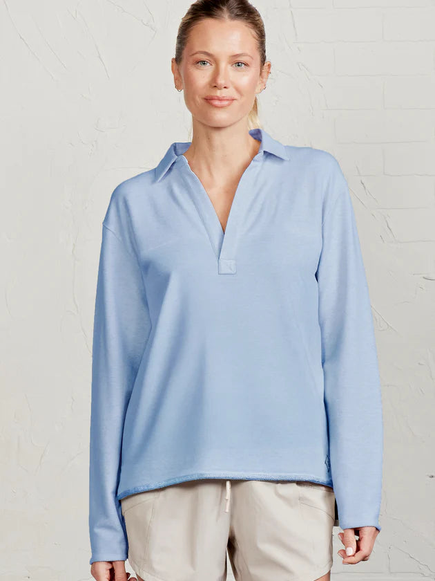 Tasc French Terry Polo Sweatshirt- Heritage Blue