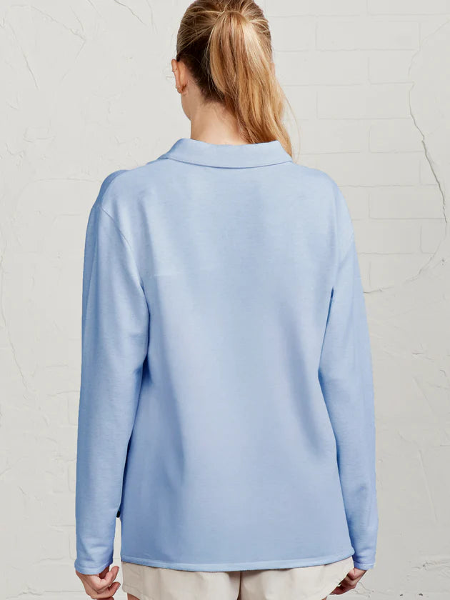 Tasc French Terry Polo Sweatshirt- Heritage Blue