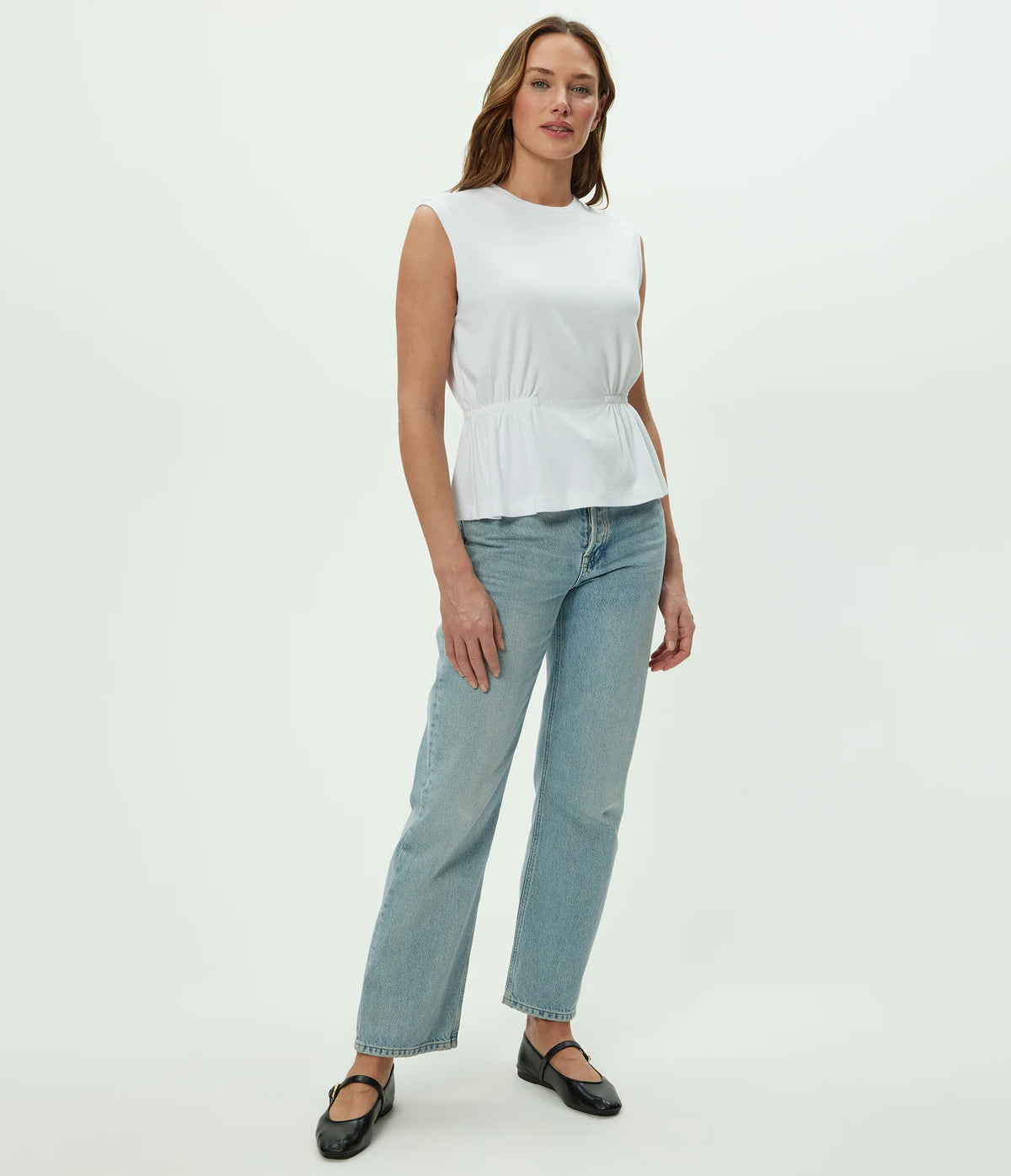 Michael Stars Rochel Pepplum Tank - White