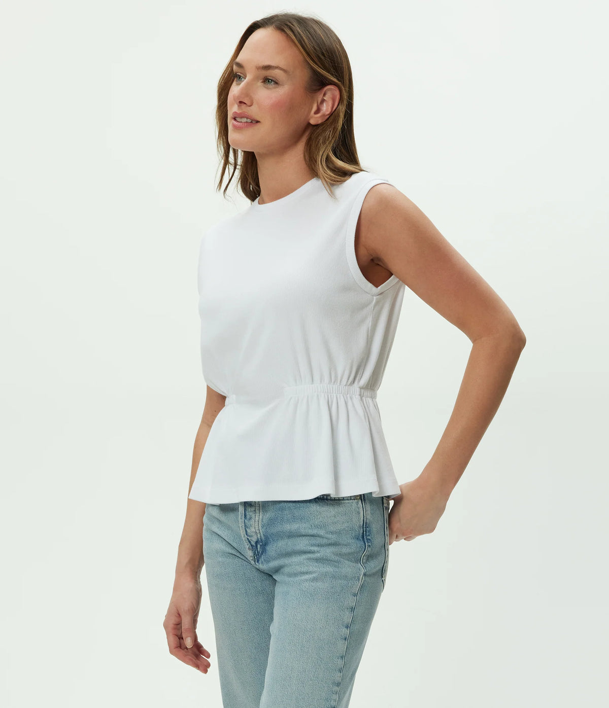 Michael Stars Rochel Pepplum Tank - White