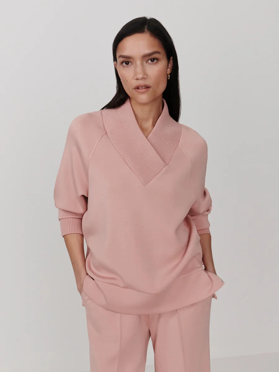 Varley Macie Zip-Hem Sweater- Misty Rose