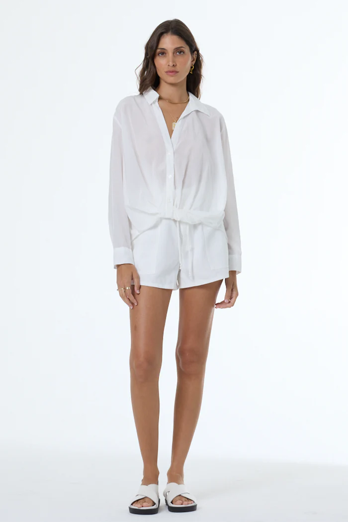 Young Fabulous & Broke Petra Paper Bag Waist Short - Bone Pigment