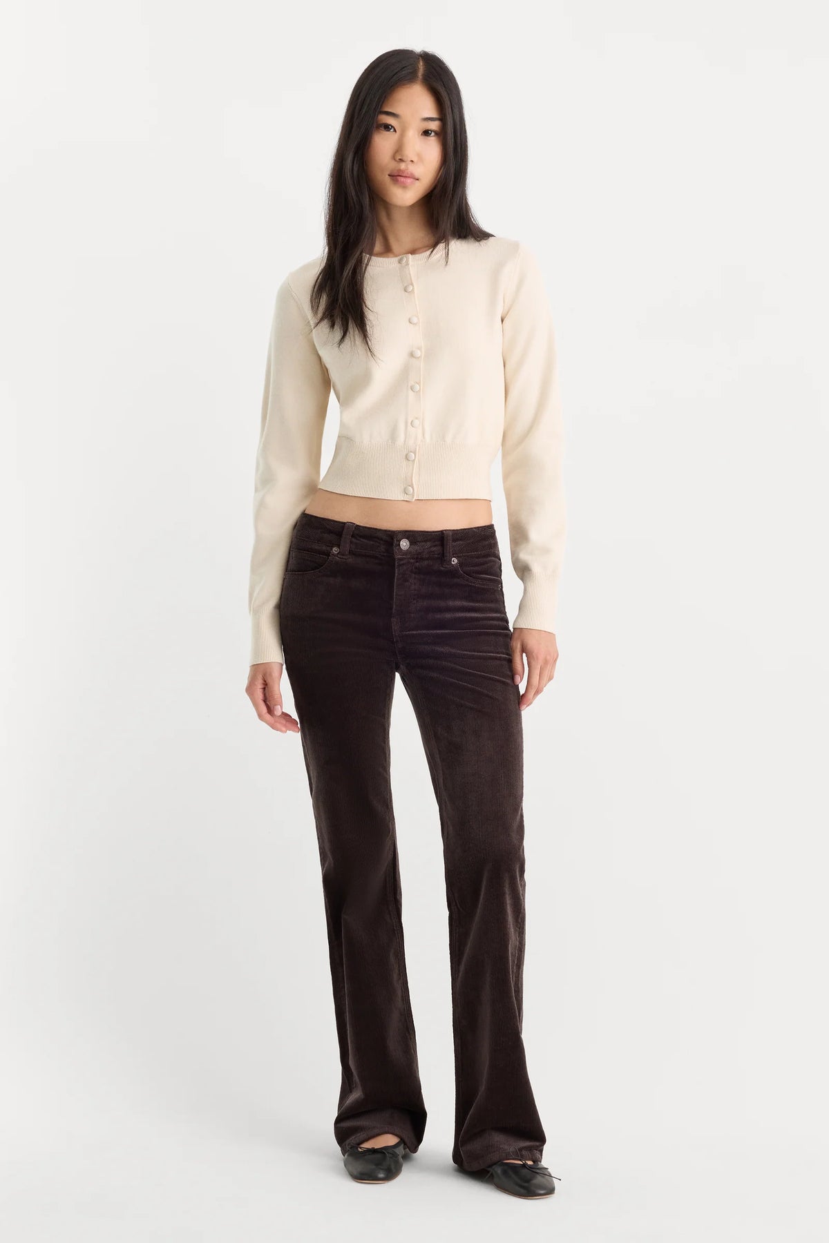 Good American The Fine Knit Cardigan- Pearl
