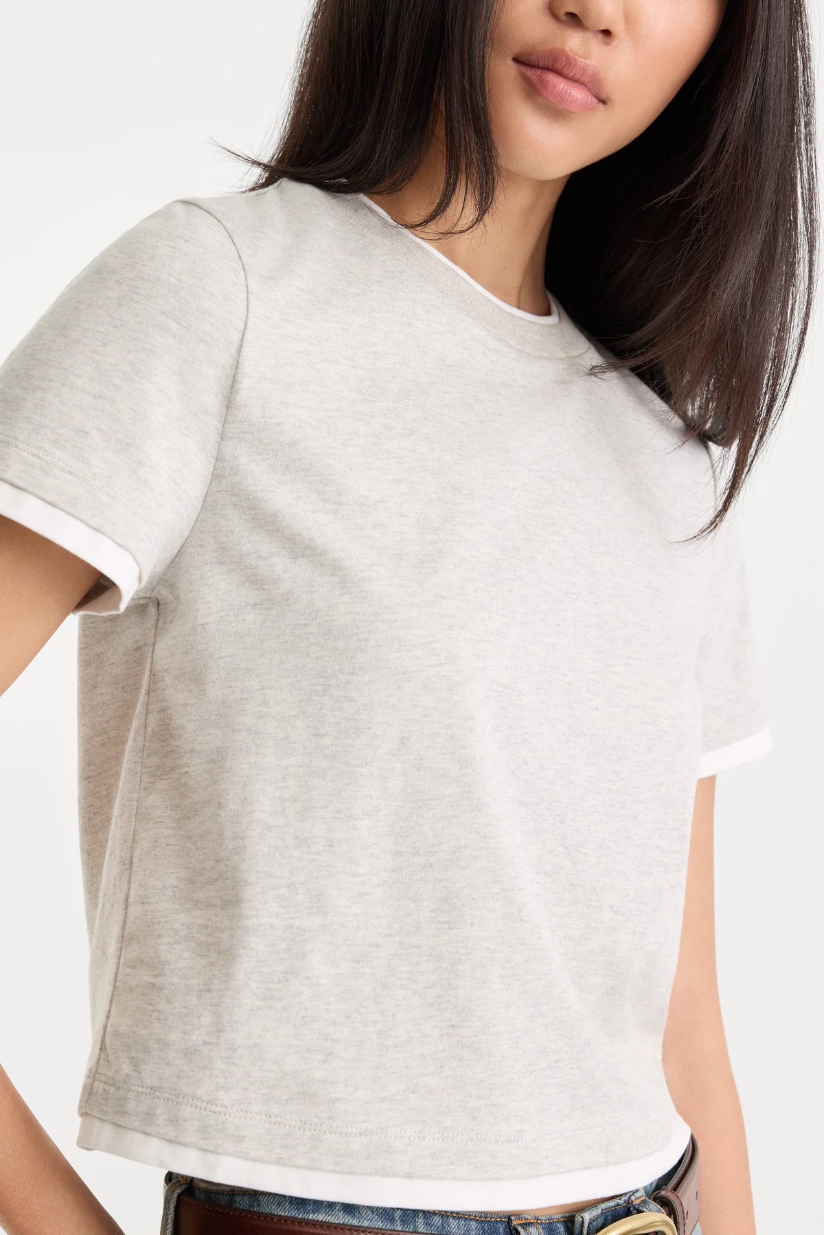 Good American The Layered Tee- Vintage Grey