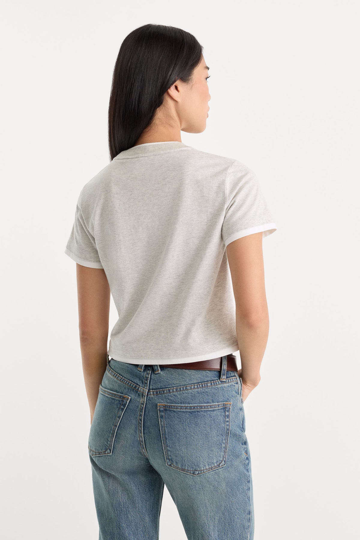 Good American The Layered Tee- Vintage Grey